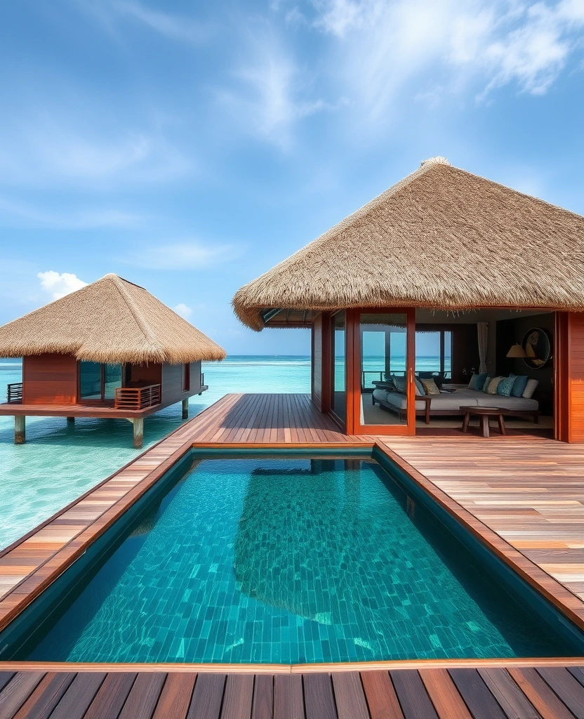 Overwater villa with private plunge pool and glass floor at Sandals Exuma