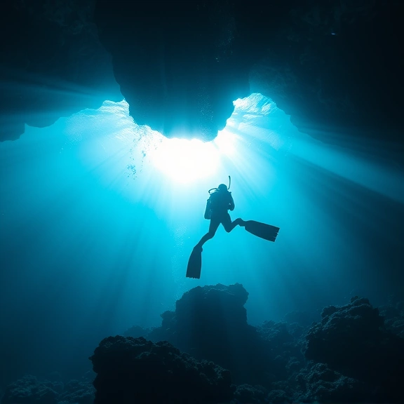 Scuba diving in the famous blue holes of the Bahamas
